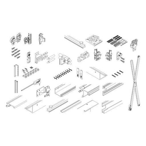 Hawa Folding Concepta 25, H 1851-2600 mm, készlet jobb ajtókhoz, fekete eloxált